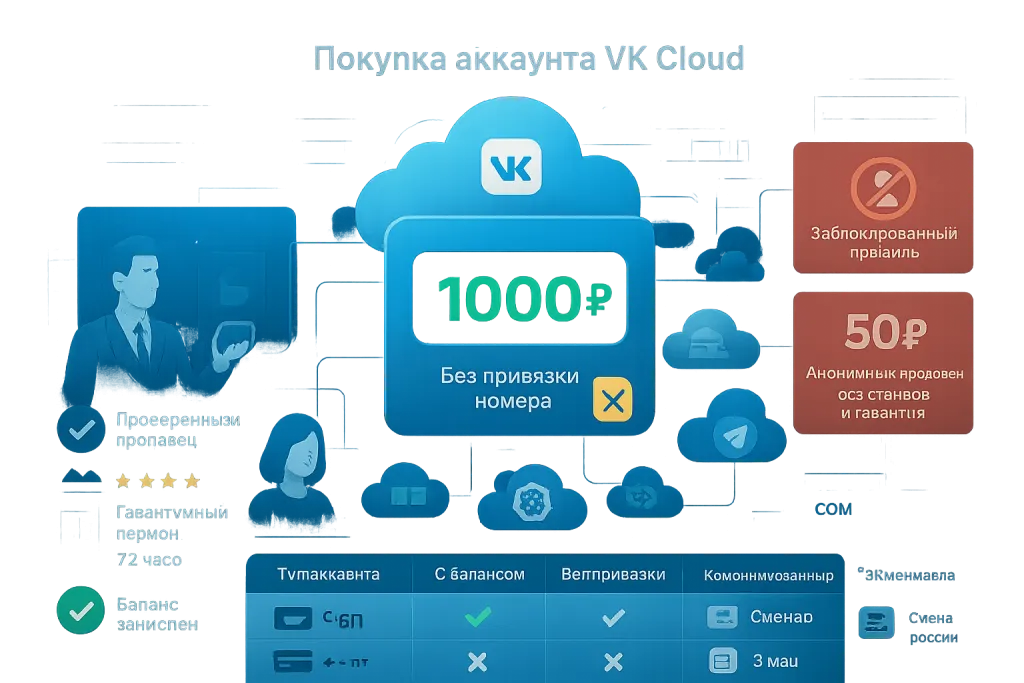 Где безопасно купить аккаунт VK Cloud с балансом и без привязки к номеру